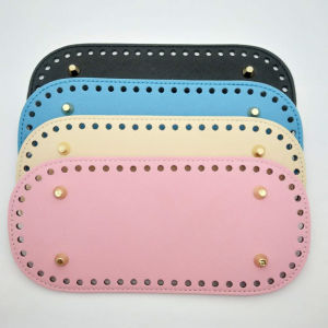 Diy Handmade Crochet Oval Round Bottom Base For Knitted Bags Pu Leather Accessories Solid Color Bag Making Supplies