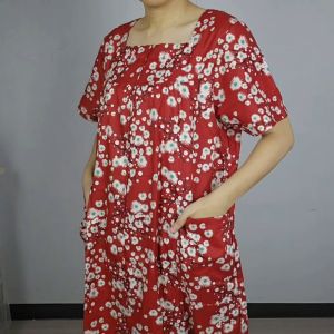 คอสี่เหลี่ยมซิป กระเป๋าหน้า 2ข้าง ชุดนอน ชุดนอนผู้หญิง ชูดลำลอง ชูดอยู่บ้าน ชูดนอนลายดอก ชูดนอนคนแก่