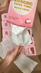 Hanging Tissue Paper Facial Tissue 4 Ply 375 Pulls 5 Packs Large Size Soft Strong When Wet Virgin Wood Pulp for Face Kitchen Dining Table Restaurant and Home