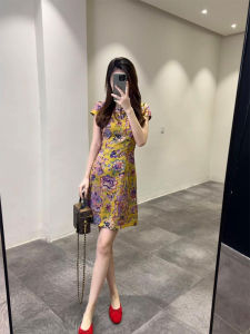 YUFUQING | New Chinese Style Retro Cheongsam Dress Women Summer High Waist A-Line Skirt Floral Print Bodycon Skirt Elegant Atmosphere