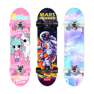 Beginner Friendly Adjustable Skateboard for Kids 3-15 Years Turnable Double Kicked