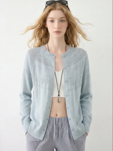 Light Blue Knitted Cardigan Sweater