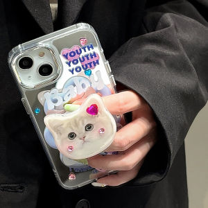 CrashStar เคสโทรศัพท์กระจกการ์ตูนแมวน่ารัก for iPhone 15 Pro Max, 14 Pro Max, 13, 12 Pro Max, 11 Eye Protection - High Quality, Safety Glasses - Best Selling