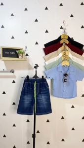 Lemone Set Kemeja Anak Setelan Kemeja Anak Laki-Laki Kemeja Katun Anak 2-8 Tahun