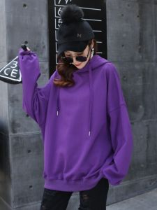 Tedong Gate Spring Autumn Womens Pure Cotton Oversized Hoodie College Harajuku Style Lazy Solid Color Long Sleeve Loose Fit