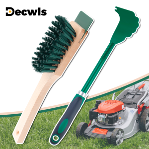 แปรงขูดสนามหญ้าแบบ 2-in-1 พร้อมที่ขูด แปรงทำความสะอาดใบมีดเครื่องตัดหญ้าแบบมืออาชีพสำหรับใช้ในบ้าน ที่ขูดทำความสะอาดตัวถังเครื่องตัดหญ้าแบบโลหะ เครื่องมือทำความสะอาดสวน