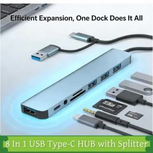 Hub USB Type-C 8 Trong 1 Tích Hợp Đầu Đọc Thẻ Cho HUAWEI Xiaomi PC - Cổng Kết Nối USB 3.0 2.0 Đầu Đọc Thẻ SD/TF Bộ Chuyển Đổi Type-C Sang USB