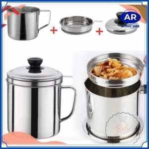 Oil Pot - Gelas Saringan Minyak 1 Liter Stainless Steel