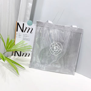 Camellia Mesh Bag Transparent Shopping Bag Womens Bag Shoulder Beach Bag Large Capacity Travel Swim Bag Customization
