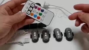 Wireless LED Strobe Lights with Remote Control 8 Colors Rechargeable Anti-Collision LED Warning Lights for Car Motorcycle Bike