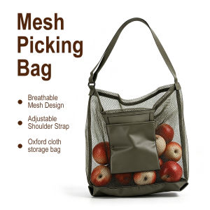 Mushroom Foraging Bag Mesh Large Capacity Foldable Picking Bag Adjustable Shoulder Strap Multipurpose Storage Bag Shopping Pouch