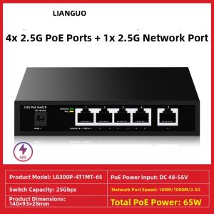 LIANGUO | Non-managed 2.5G POE Switch with 4 Ports 2.5G POE Power and 1 2.5G Port 4kV Surge Protection for Wireless APs Monitoring NAS 5 Ports