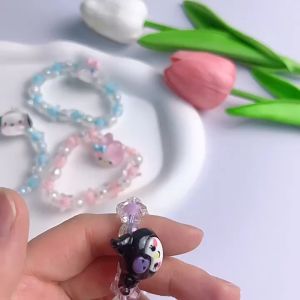 Cartoon Cinnamoroll Kuromi Melody String Sweet Sanrio Crystal Couple Bracelet for Girlfriend Birthday Gift Bracelet