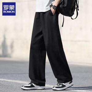 ROMON | Pure Cotton Wide Leg Utility Pants Loose Straight Drop