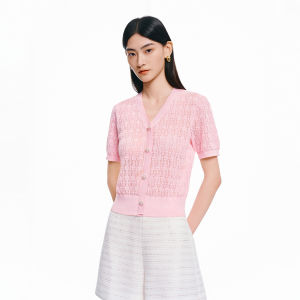 Koradior | Lace Hollow Knitwear French Style Short Sleeve Blouse