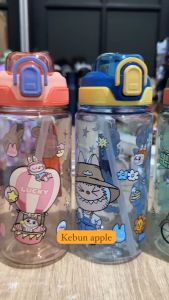 Botol Minum Anak Viral Motif LABUBU LUCU Kapasitas 600ml + TALI PEGANGAN BAHAN TEBAL ANTI TUMPAH FREE STIKER 3D