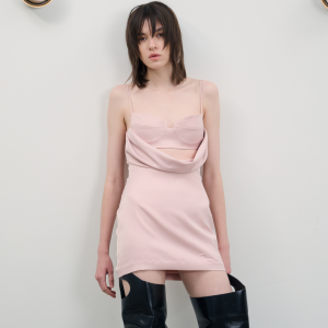 CHERZ - RW2535 – เดรสสั้นคอร์เซ็ต ผ้าแมทซาติน