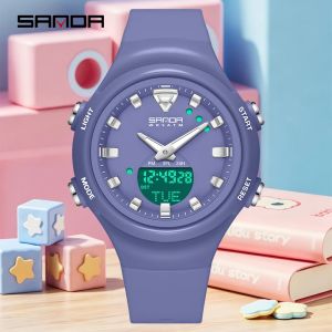 Sanda | SANDA Watches for Man Dual Display Students Luminous Alarm Clock Shockproof Sports Digital Watch Fashion Electronic Quartz