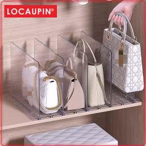 Locaupin Handbag Organizer for Closet Adjustable Shelf Divider For Clothes Purses Handbag Closet Organizer