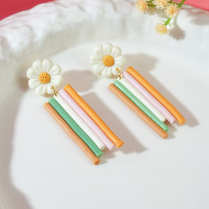 Sweet Rainbow Flower Polymer Clay Handmade Drop Earrings For Women Arch Clay Dangle Earrings Jewelry Gifts