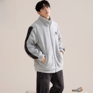 Bộ đồ ngủ nam MiiOW lông cừu dày ấm áp quần dài khóa kéo