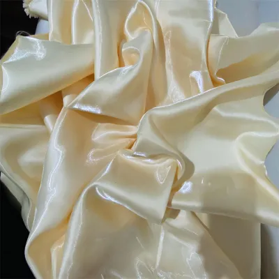 Reflective Crystal Silk Satin Smooth Dress Fabric Liquid Metal Hardened Design Fabric Pink Color Korean Style DIY Handcraft