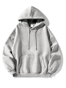 Red Wine Color American Retro Brand Heavyweight Hoodie Men Spring Autumn Loose Fleece Pure Color Outerwear Casual Style