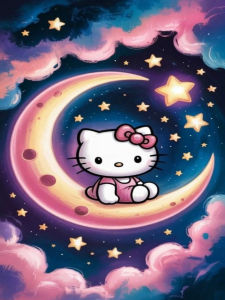 Bandai | Oil Painting Sanrio Hello Kitty Cartoon By Numbers Home Decor Modern Wall Decor for Living Room Bedroom Perfect Gift No Frame