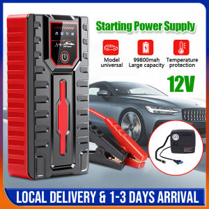 99800mAh 12V Car Jumper Car Tyre Air Pump Starter Booster Portable USB Charger Car Emergency Start Power Bank Supply Battery Charge Car Start Supply Supply temperature protection with warning light Kereta Pengecas Bateri Kereta