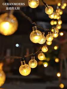 Goldstar Solar String light Outdoor Waterproof Christmas Crystal ball for Patio bulb Lights With Solar Panel Original Flash Fairy Garden Party Camping Garland Lamp Porch Wedding Party Decoration lamp