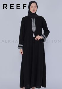 gamis wanita reef jetblack Saudi hitam pekat renda silver kincir busui anak remaja dewasa