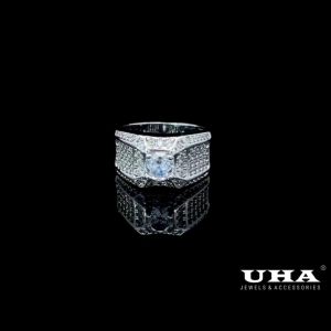 N1227 Nhẫn nam có lót lòng đính đá CZ cao cấp thiết kế tinh tế sang trọng UHA