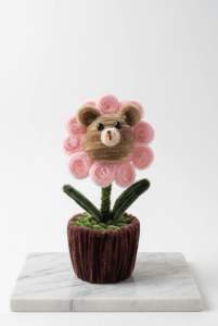 Cute Animal Flower Pot | Handmade Velvet Wire Mini Planter | Chenille Stem Art Gift Decoration