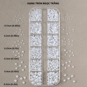 12 Lọ Hạt Ngọc Trai 3D Cao Cấp Hình Tròn Bóng Mịn Nhiều Kích Cỡ Màu Sắc Dopamine Dùng Trang Trí Làm Nail Tự Làm