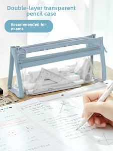MONLEYTA | Transparent Large Capacity Pencil Case Simple Design New 2025 Model High Aesthetic Value Girls Stationery Box Primary School College Students Ins Style Stationery Bag