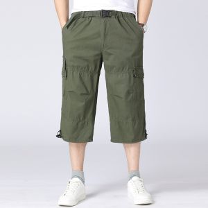 Spring Autumn Loose Fit Cotton Cargo Pants Mens Casual Straight Leg Trousers with Multiple Pockets Sporty Urban Fashion