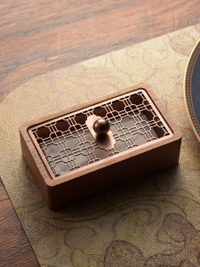 OUDING | Large Capacity Toothpick and Floss Holder Wooden Stand with Chinese Knot Design