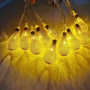 1.5M/3M Gold Hollow Water Droplet Light String Battery Powered Suitable For Bedroom Wedding Valentines Day Party Decoration