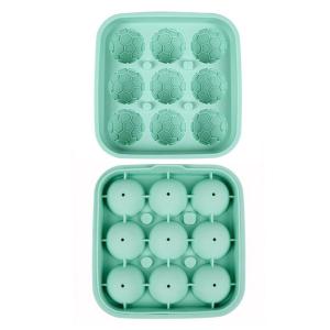 9 Grid Soccer Ball Silicone Ice Cube Tray 3D Football Shape Ice Mold with Lid Reusable Ice Ball Maker for Whiskey Cocktail