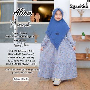 GAMIS ANAK ALINA BY SYANKIDS SET HIJAB GAMIS LEBARAN