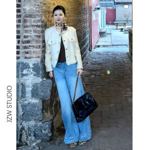 Retro High Waist Loose Wide Leg Jeans Womens Spring New Small Size Slimming Versatile Floor Length Straight Cut Pants