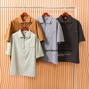 Quick Dry Breathable Mens Loose Fit Polo Shirt Short Sleeve Turn-down Collar Fashionable Urban Style Summer Season Casual Wear