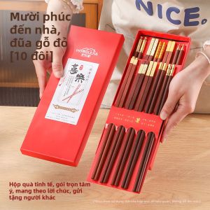 HONGLEJIA | Đũa Gỗ Cao Cấp Không Trượt Không Phủ Sáng Dụng Cụ Ăn Tại Nhà