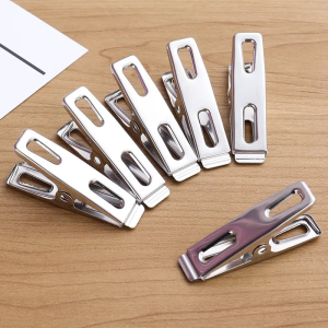 Nexlent 20Pcs Clothes Clips Stainless Steel Metal Sealing Clip Socks Clothing Pegs for School Office