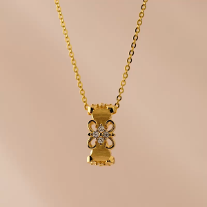 Chow Sang Sang 周生生 999 Gold Gold Rhyme Iris Flower Diamond Necklace for Women 47cm 96158U