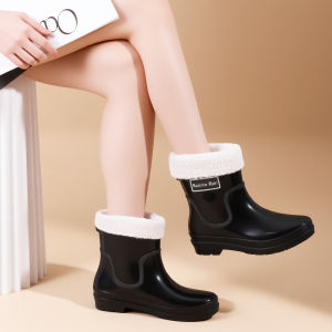 Casual Anti-Slip Waterproof Short Rain Boots Womens Low Cut Work Shoes Fashionable Comfortable PVC Material All Season Use