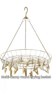 Aluminum Sock Towel Basket Drying Rack + Steel Clip (Circle) (3 color options (Silver Grey I Gold I Rose Gold))