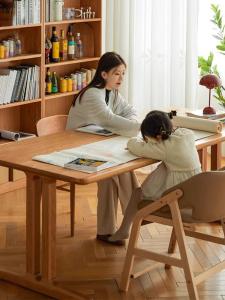 Antique Style Large Long Solid Wood Desk Home Office Workstation Student Writing Desk Cherry Wood Artistic Style Furniture