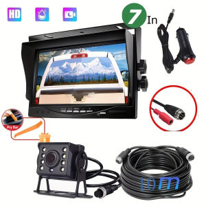 7inch LCD Display Rear View Camera with Night Vision Clear Parking Guidelines for Trucks Cars SUVsRVs Suv Safety Accessory