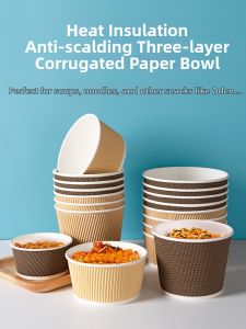 LABAHUA | Disposable Round Soup Bowl Paper Containers 50 Pieces